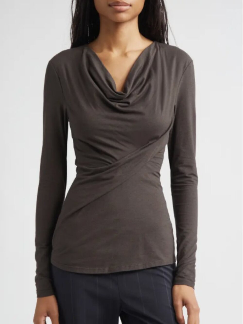 Paloma Wool Junco Cowl Neck Top – Brown – Medium – NWT – Lyocell Wool Blend